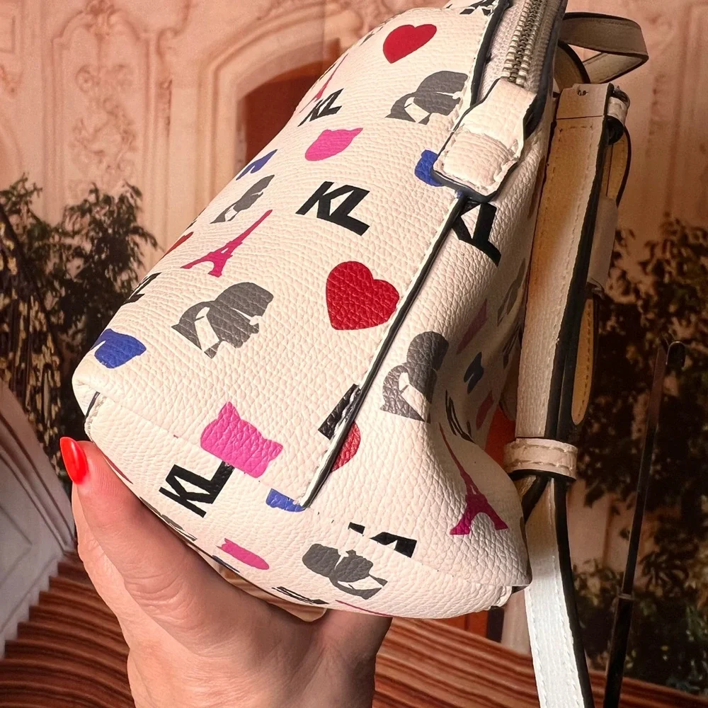 Karl Lagerfeld Effiel Tower Paris Mini White Patterned Backpack 🏴󠁧󠁢󠁥󠁮󠁧󠁿
